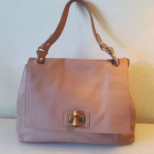 Gianni Notaro Italian PINK pebbled leather shoulder bag with gold hardware